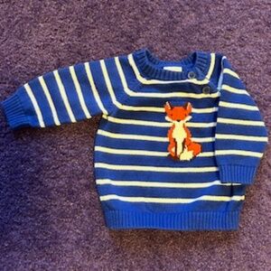 Gymboree Blue stripe Fox Sweater - 0-3 month